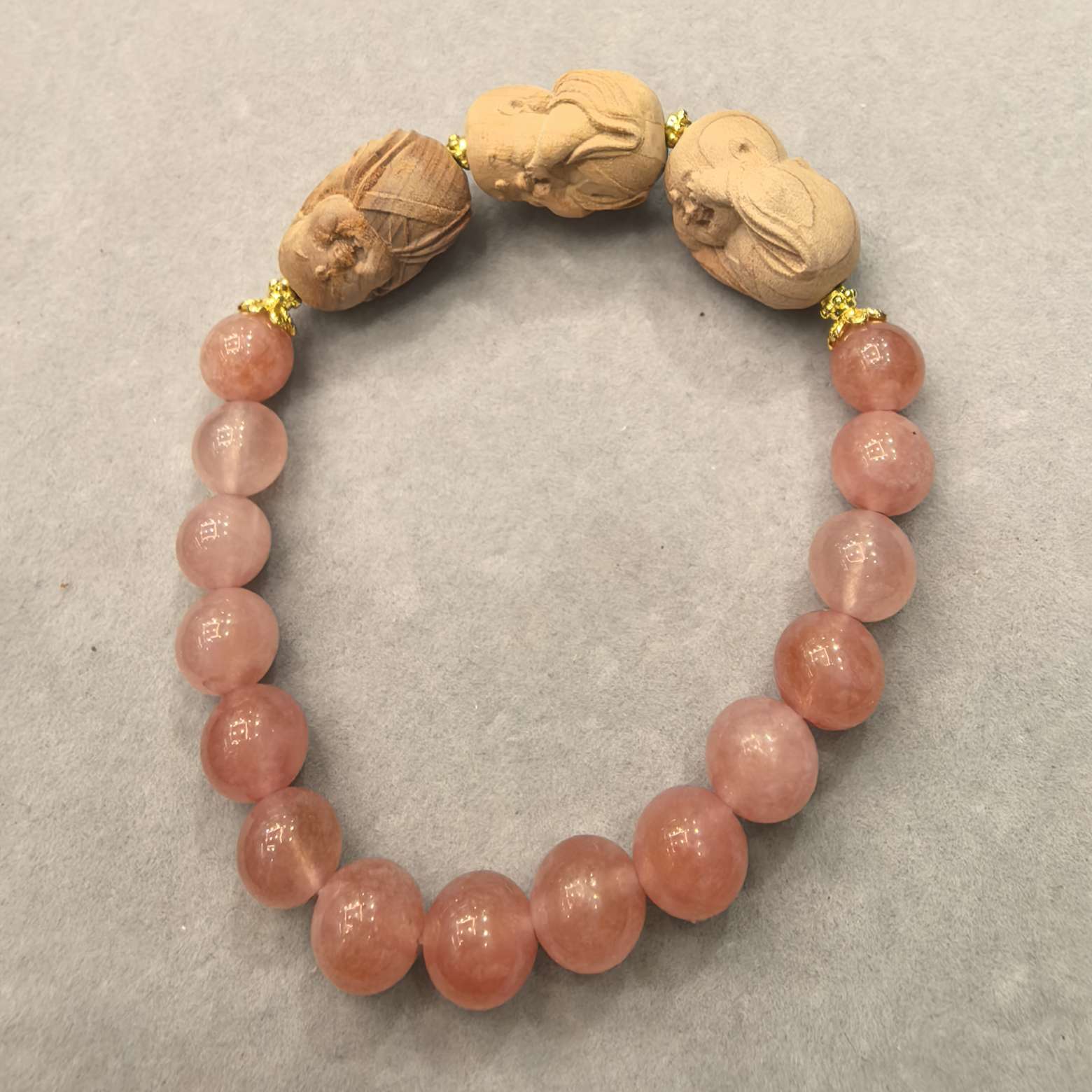 血珀木水晶手链不看不说不听三不手链实木水晶手链