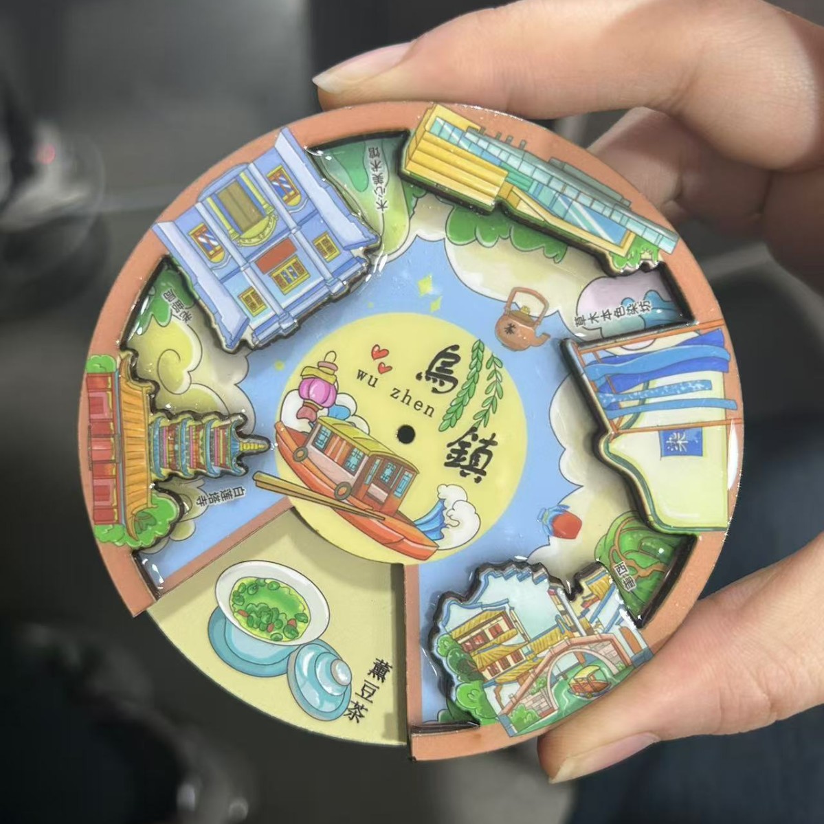 木质乌镇冰箱贴热门景区城市旅游纪念品文创国潮磁吸冰箱贴批发 详情图7