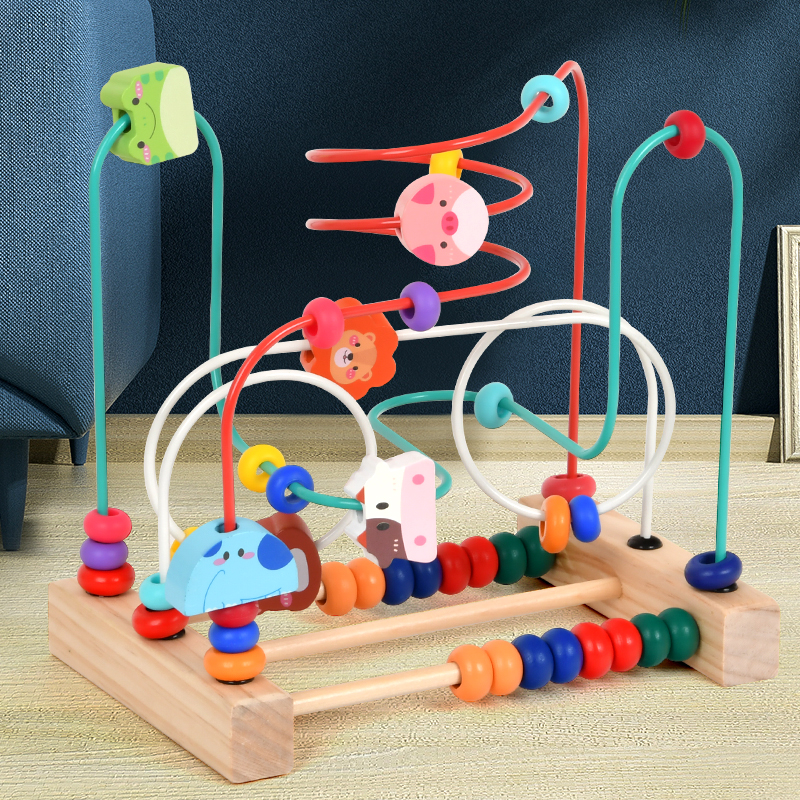宝宝绕珠玩具积木儿童早教益智彩虹串珠大颗粒串珠