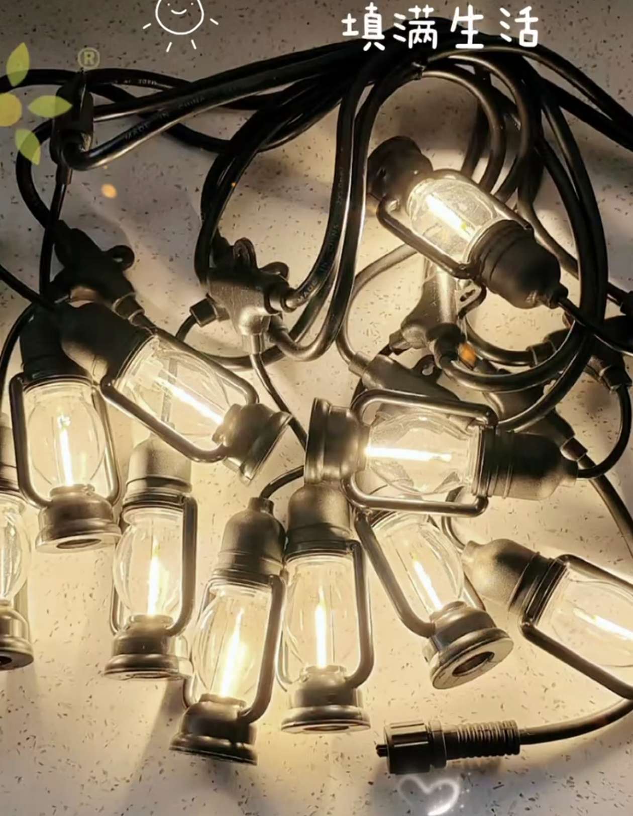 Outdoor LED light string, festival decorative light string, waterproof and durable outdoor lighting lamp string, string light string, festival atmosphere light string, multi-color light string, waterproof outdoor bulb flame 🔥🔥 meteor shower oil lamp, Ramadan style, Arab Application Scenario