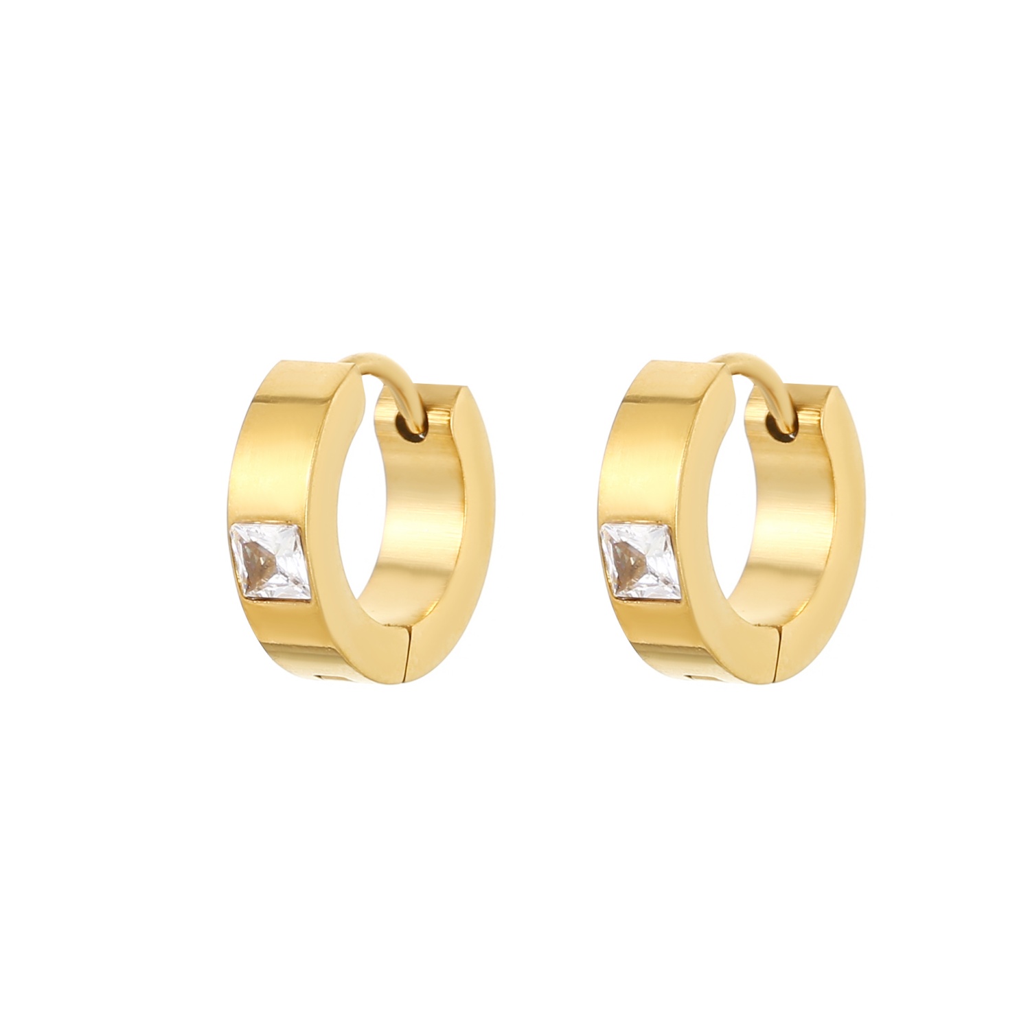 　跨境欧美热销款不锈钢简约镶钻耳环   厂家直销