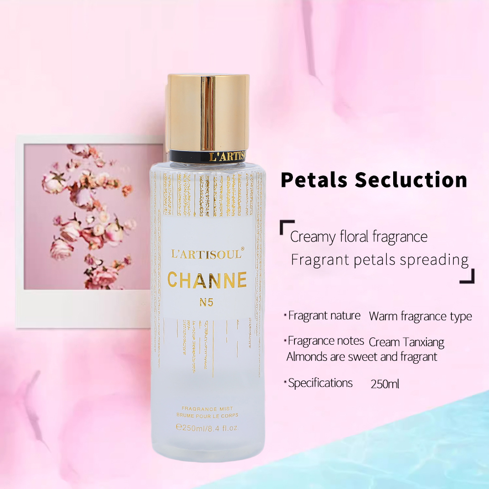 L'ARTISOUL Large Capacity 250ml Channe No. 5 Scented Women's Long-lasting Body Spray Perfume details Picture