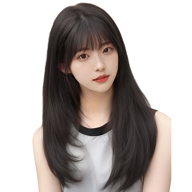 亿阳发饰 长直发头套 哑光高温丝 内扣梨花头 欧美假发 化纤长直发