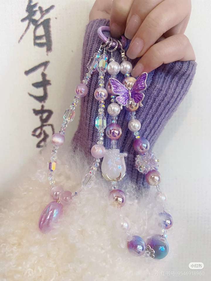 萌粒水晶手机链短款时尚挂饰包挂手机链女款饰品配件潮流百搭详情图1