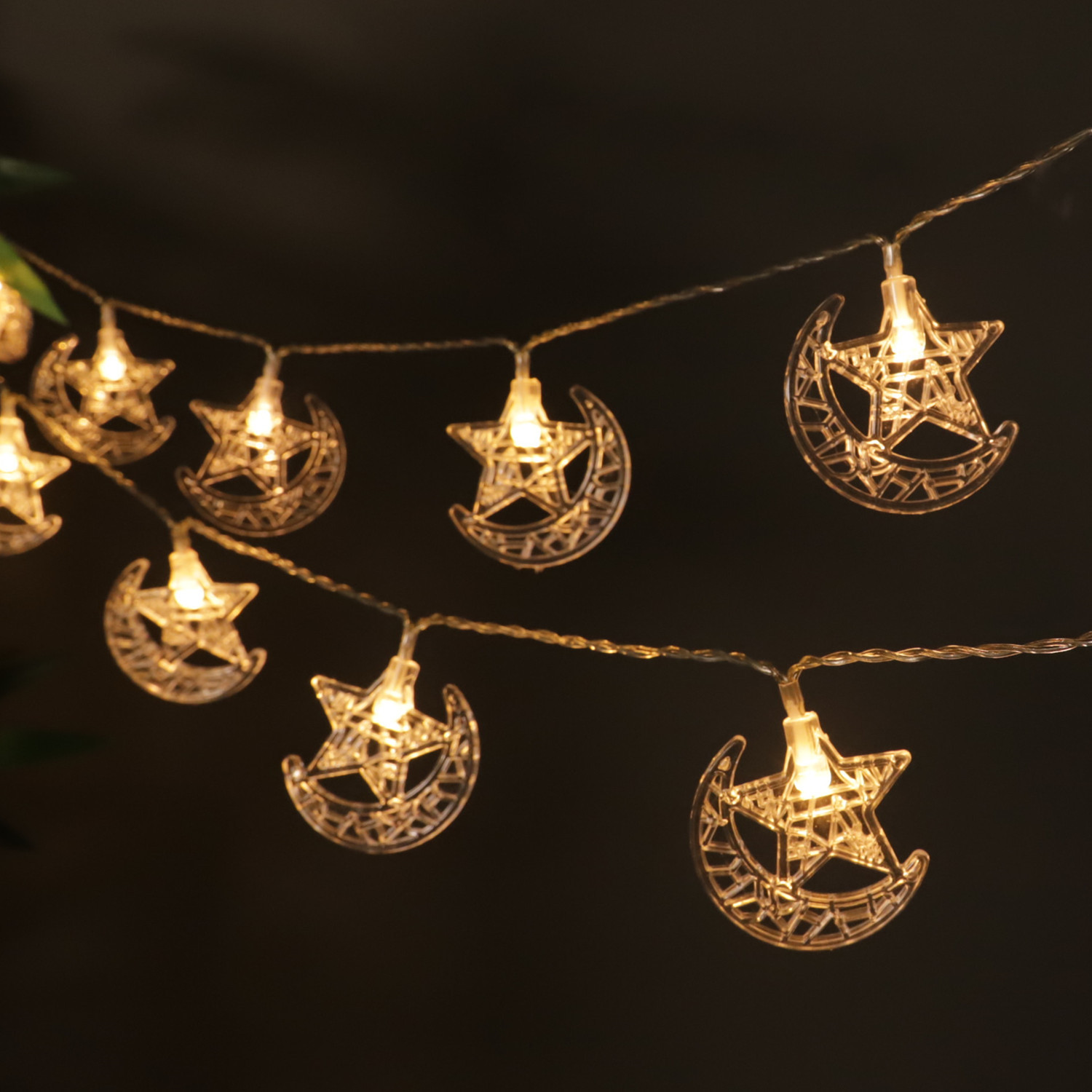 Christmas string lights, round balls, outdoor LED string lights, lighting decoration, festival color lights, Christmas special, Ramadan style, Eid al-Fitr, Ramadan string lights in Arab countries, moon holding star moon 🌙🌙🌙🌙🌙 details Picture