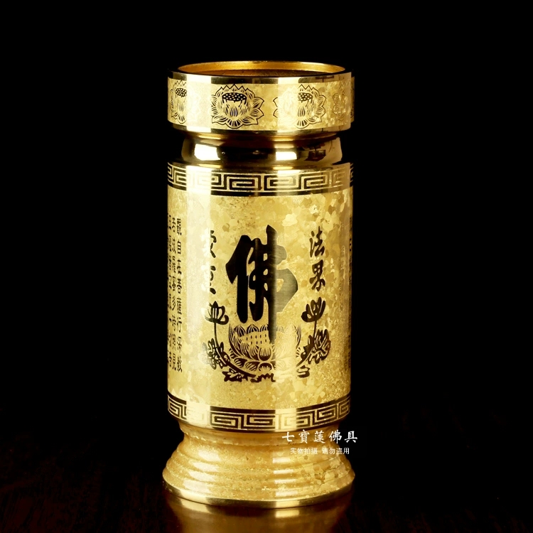 纯铜香筒双龙图立香竹签香筒家用佛堂香桶卧香花瓶摆件结晶工艺纯铜供具香炉供佛花瓶供灯供果盘供水杯佛堂用品套装大全详情图4