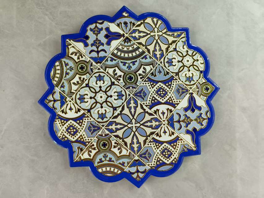 工艺品礼品装饰托盘木质布艺工艺托盘木制工艺拖盘阿拉伯碟子盘子不锈钢多功能摆件