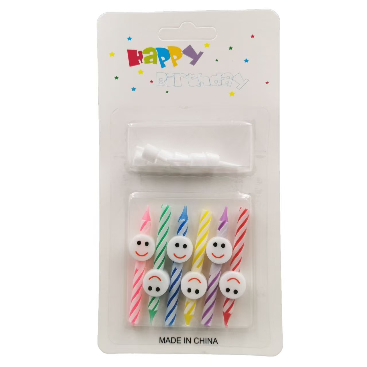 Five heart-shaped, smiling candles, colorful candles, party supplies, and birthday celebration items. detail image 7