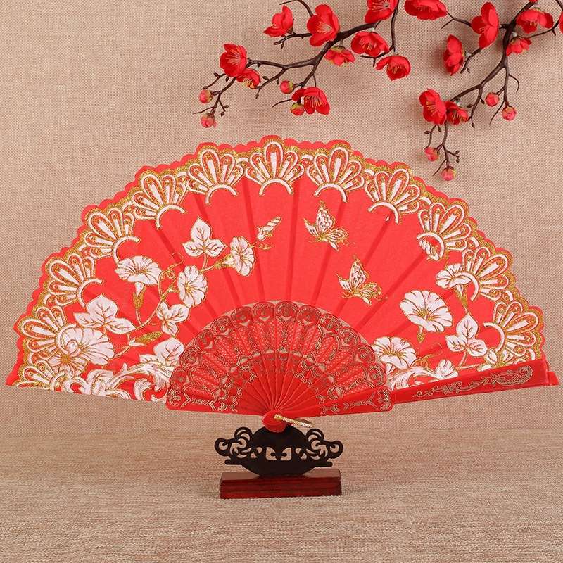夕顔中國風扇舞蹈婚禮用扇手工古風折疊扇古風折扇網紅爆款推薦漢服配飾拍照批發廠家直銷