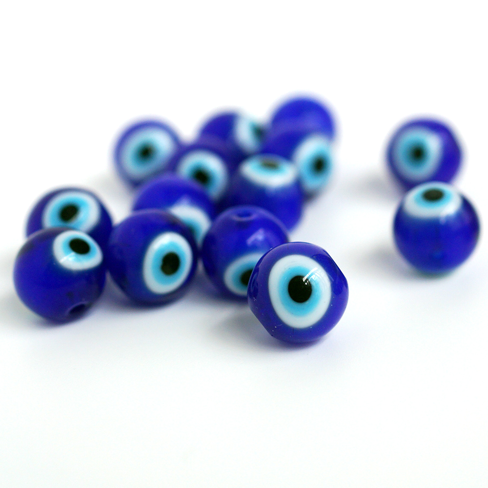 Blue-eye glass bead accessories, Devil's Eye straight hole round bead bracelet, necklace, keychain jewelry and accessories in stock