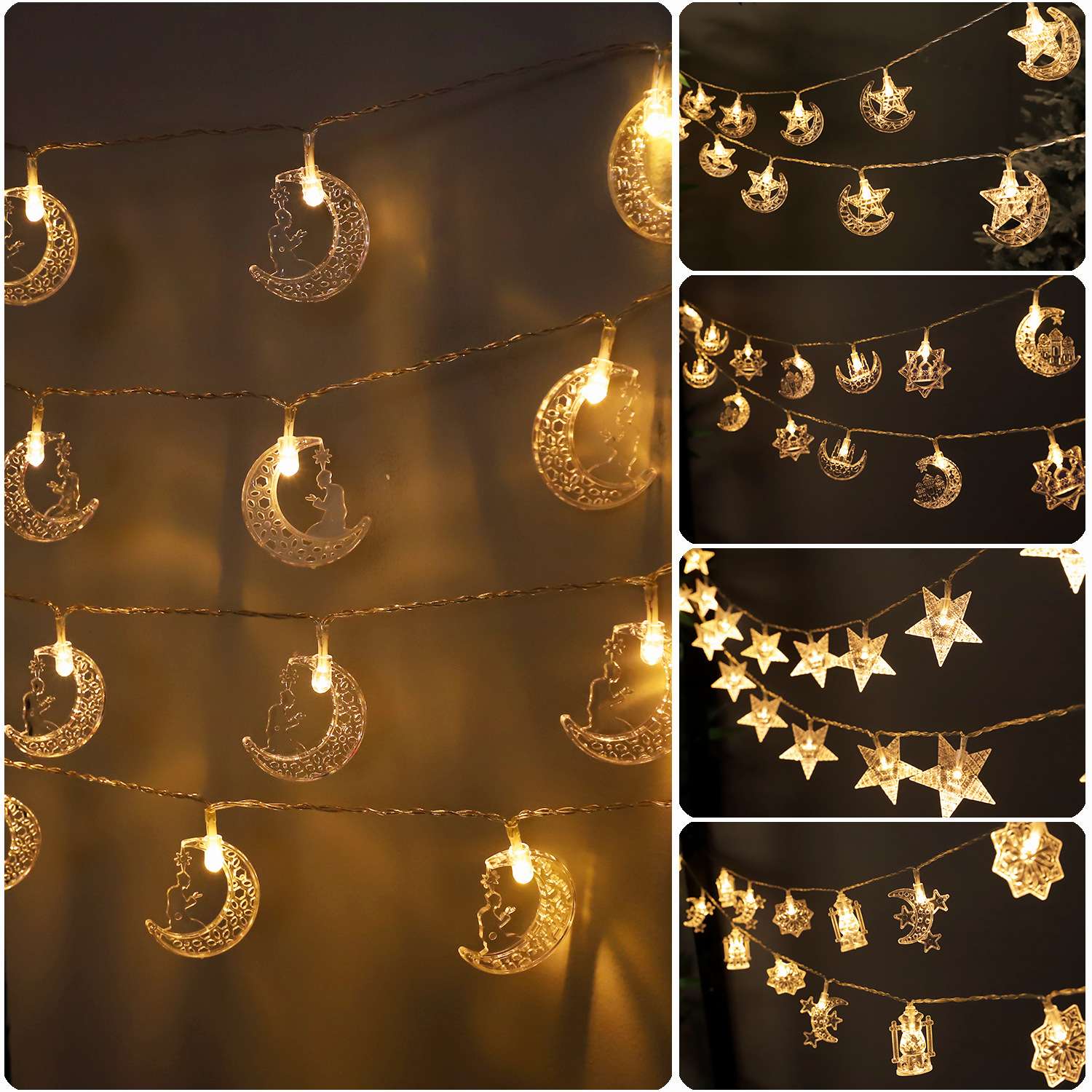 Christmas string lights, round balls, outdoor LED string lights, lighting decoration, festival color lights, Christmas special, Ramadan style, Eid al-Fitr, Ramadan string lights in Arab countries, moon holding star moon 🌙🌙🌙🌙🌙 detail image 2