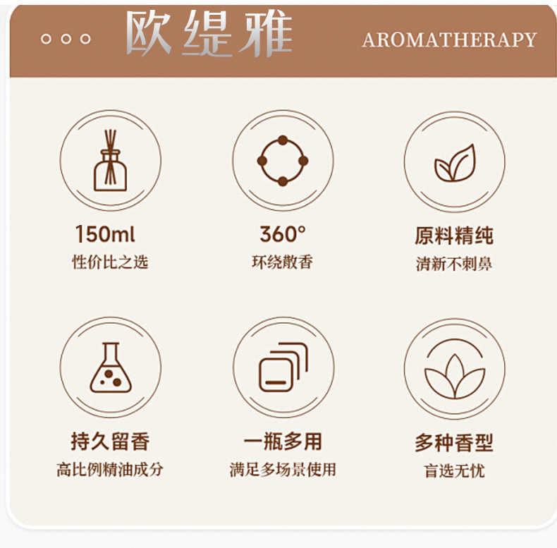 欧缇雅150ml植物精油香薰家用室内持久留香无火车载香氛新款详情3