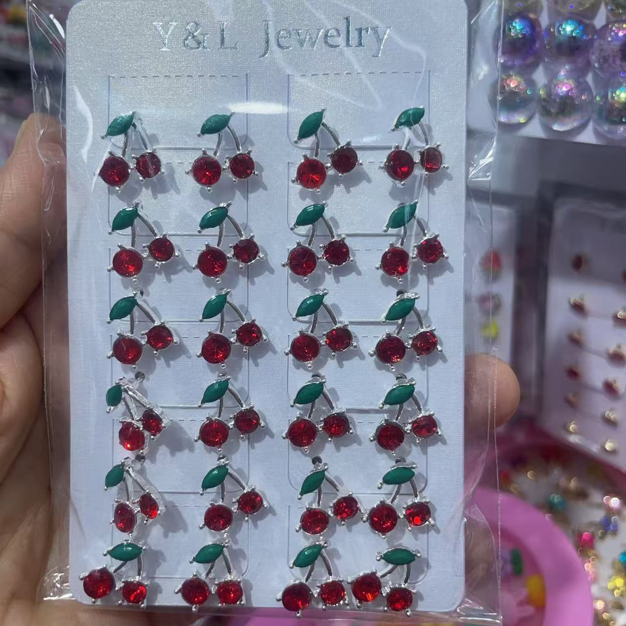 Oil-dripping three-dimensional small cherry fruit series alloy earrings and accessories Application Scenario