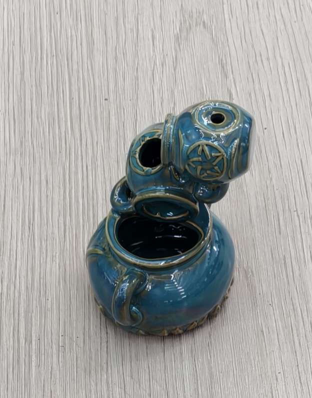 一件蓝绿色圆形10公分三层酒壶陶瓷工艺品礼品家居用品倒流香香炉，工艺品香炉树脂插电回流熏香香薰炉礼品家居装饰详情图12