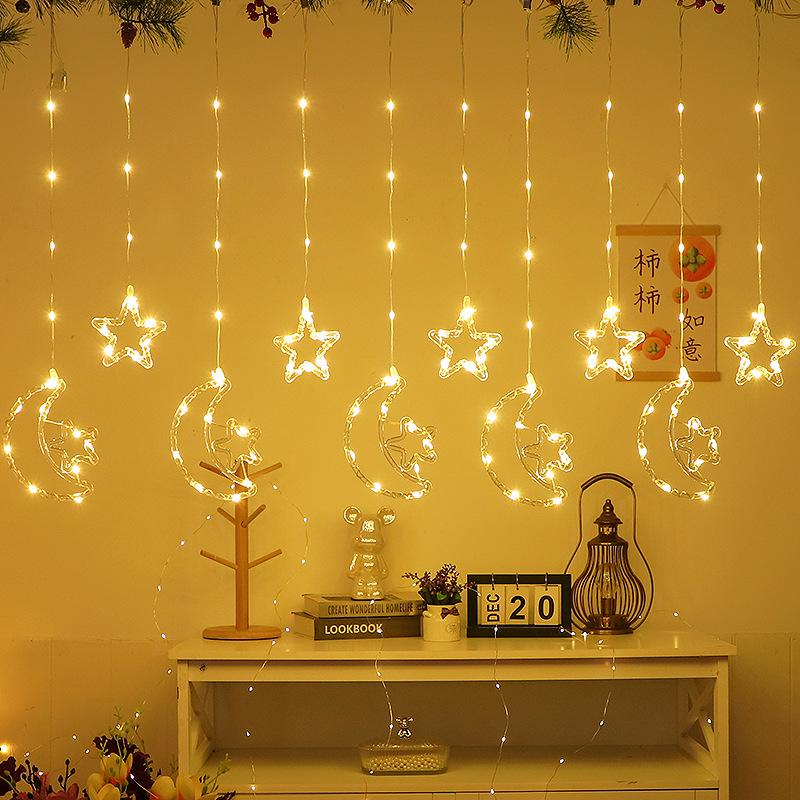 Christmas string lights, round balls, outdoor LED string lights, festival decoration, outdoor lighting, string lights, festival Christmas lights, outdoor waterproof, Ramadan style, eid al-fitr, Arab country string lights, curtain lights, oil lamps, castle moon 🌙 Application Scenario