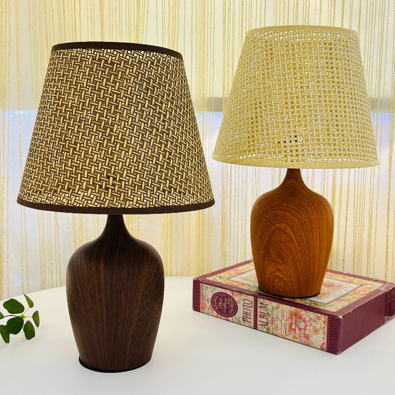 木纹工艺 家居装饰 创意小夜灯 木纹棕 木纹浅棕 中号铁艺台灯 凯威灯饰 KW7252