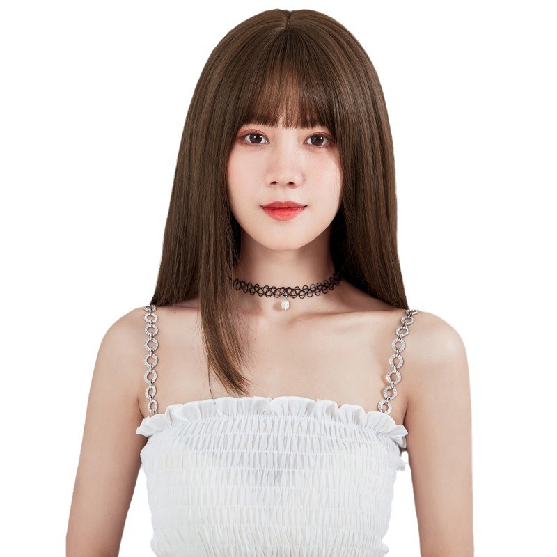 Yiyang hair accessories Long straight hair wig matte high-temperature silk inner buckle pear blossom hairstyle European and American wig synthetic fiber long straight hair Item Picture