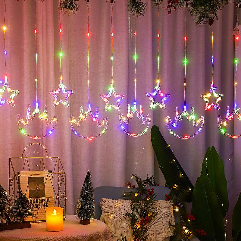 Christmas string lights, round balls, outdoor LED string lights, festival decoration, outdoor lighting, string lights, festival Christmas lights, outdoor waterproof, Ramadan style, eid al-fitr, Arab country string lights, curtain lights, oil lamps, castle moon 🌙 Specification image