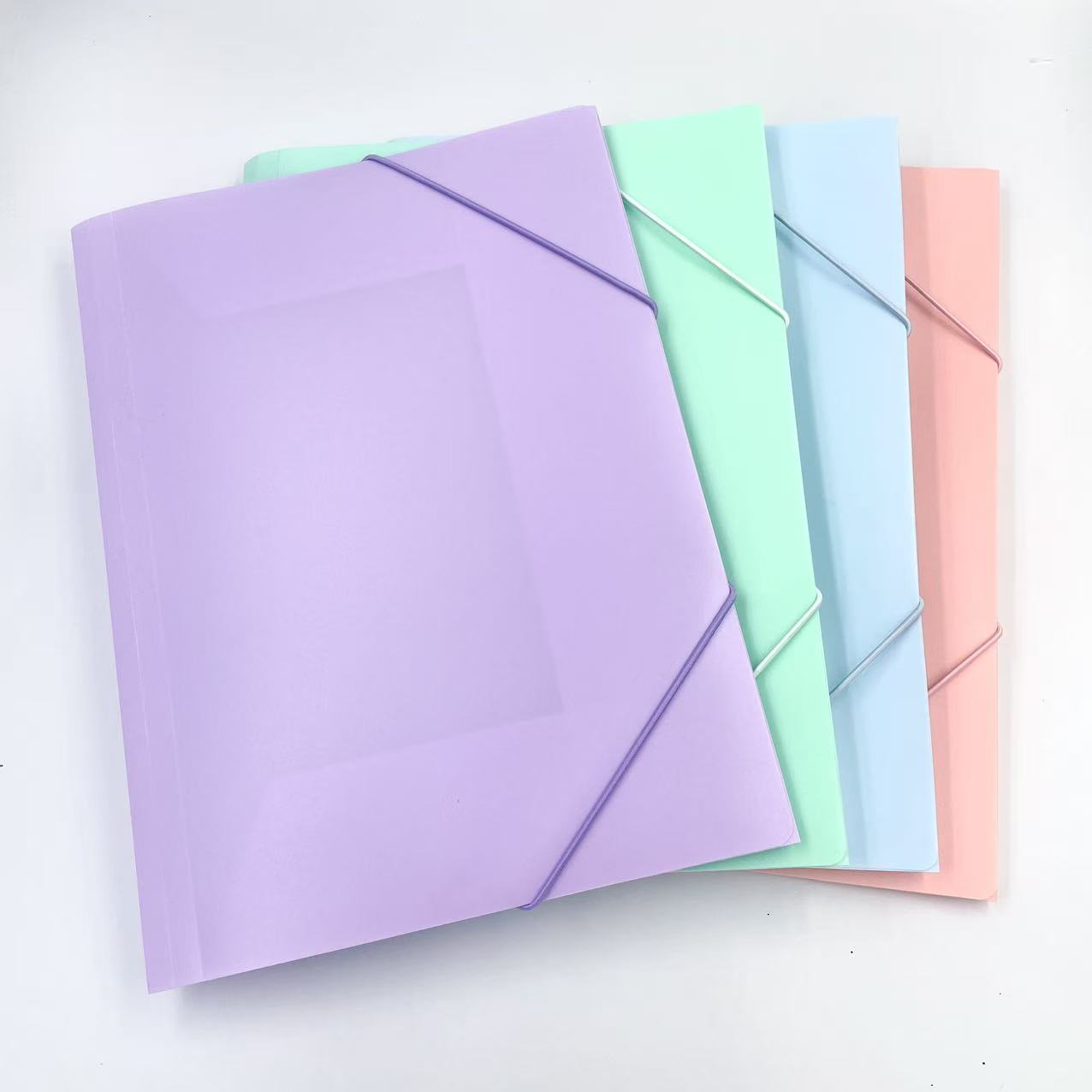 Three-page folder, macaron-colored folder, simple binding clip, A4 file folder, office storage clip, ticket clip Item Picture