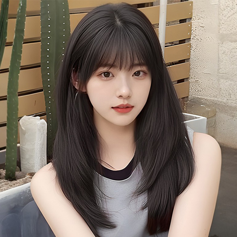 Yiyang hair accessories Long straight hair wig matte high-temperature silk inner buckle pear blossom hairstyle European and American wig synthetic fiber long straight hair details Picture