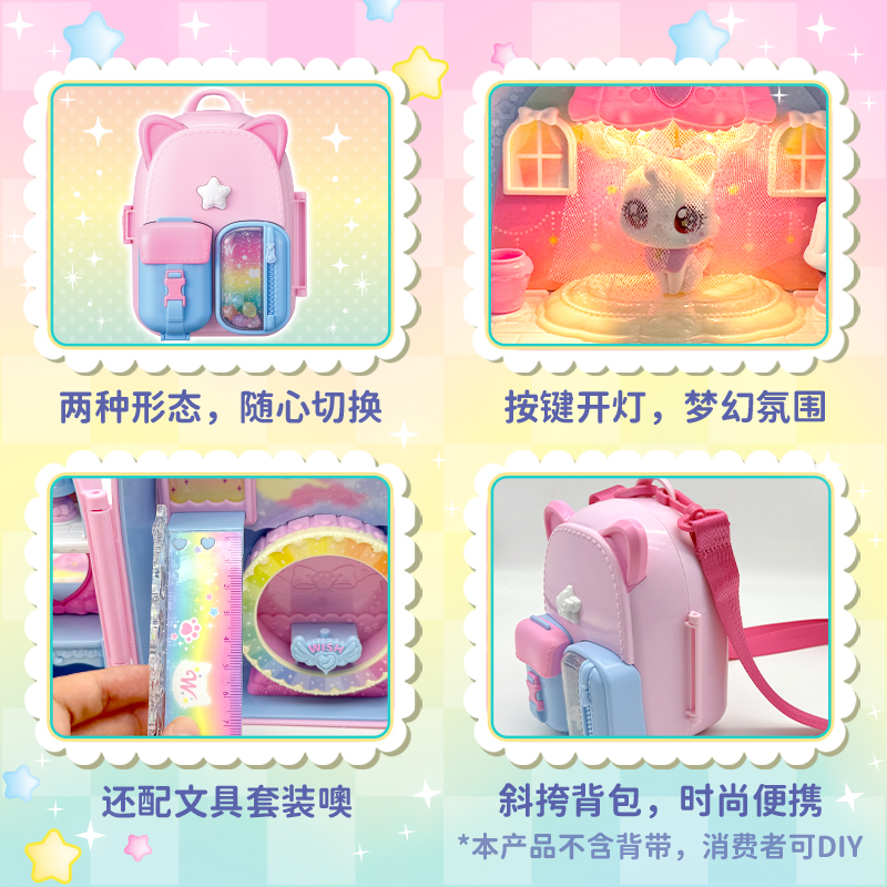 Wish Miao Miao Magic Backpack Genuine Surprise and Rui Girl Play House Toys Dreamy Lights Cute Cartoon Little Figurines Girl Toys Complete Set Realistic Play House 301302 Specification image