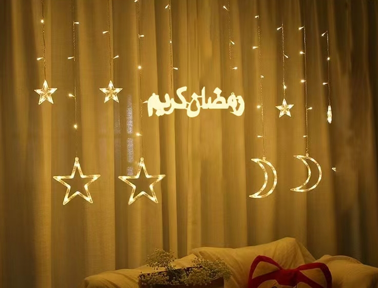 Christmas light strings, round balls, outdoor LED lighting fixtures, festival decoration, outdoor LED light strings, Christmas light strings, Ramadan style, eid al-fitr, Arab countries LED curtain lights, stars ⭐⭐⭐⭐⭐⭐ ⭐ Specification image