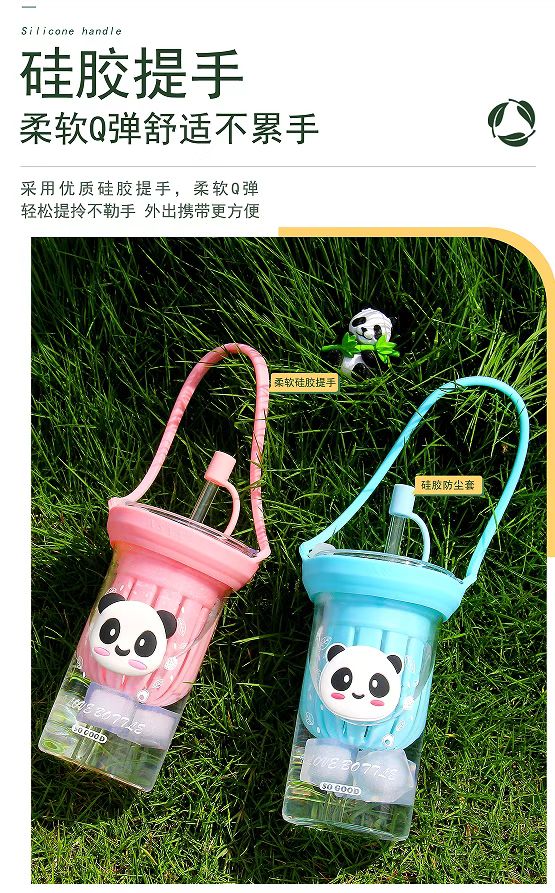 The new Panda high-temperature resistant glass flower tea, juice and coffee cup is a versatile cup with a high aesthetic level. It integrates a handle and a filter, making it both good-looking and convenient to carry at home detail image 7