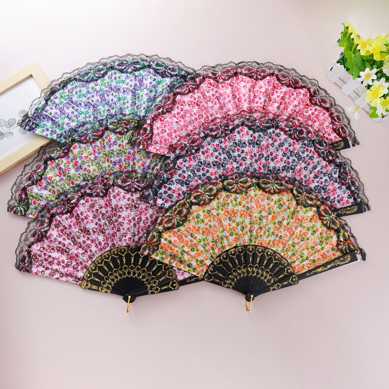 夏季批发蕾丝扇子单层咏春舞蹈扇中国风扇子旗袍折扇汉服道具扇