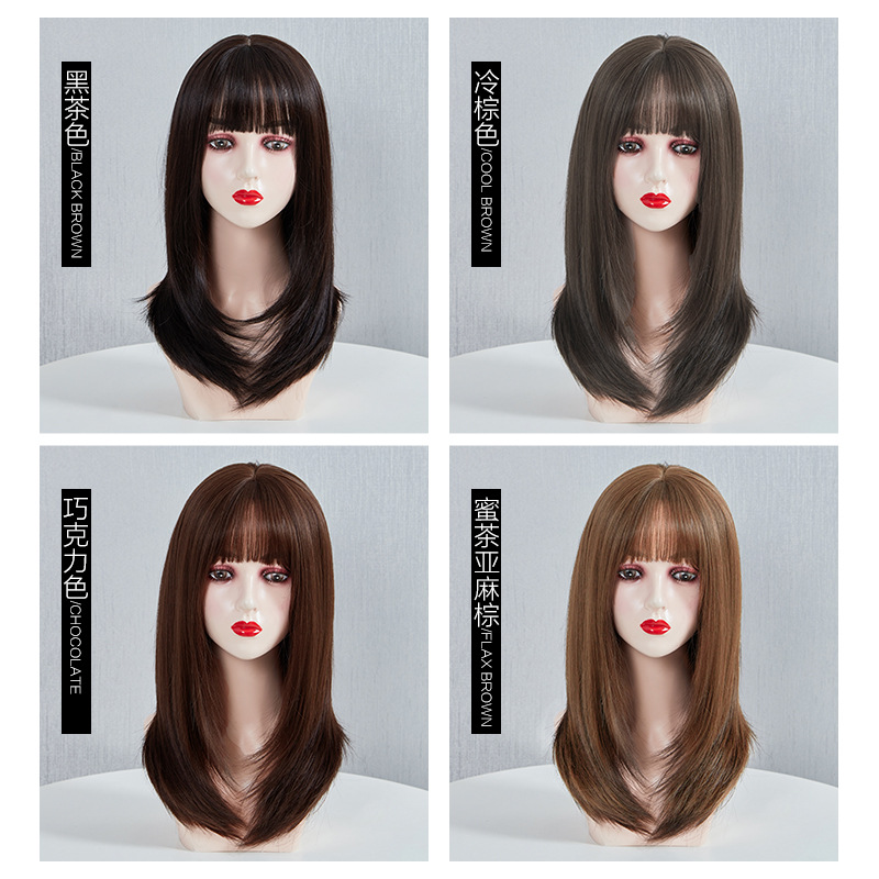 Yiyang hair accessories Long straight hair wig matte high-temperature silk inner buckle pear blossom hairstyle European and American wig synthetic fiber long straight hair Application Scenario