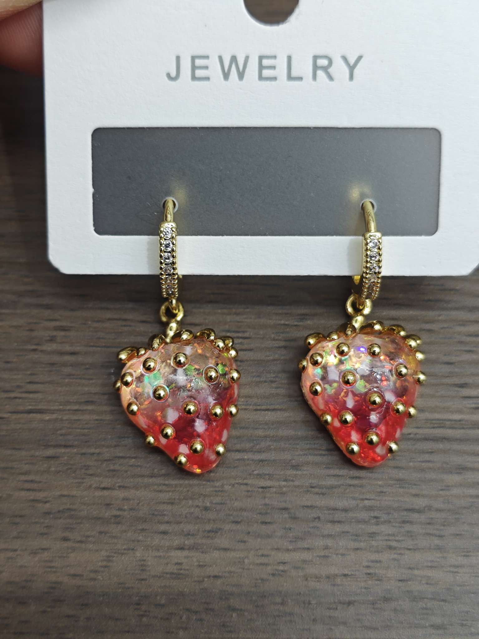 时尚草莓耳环耳饰锆石耳扣耳环简约气质百搭耳饰品女款