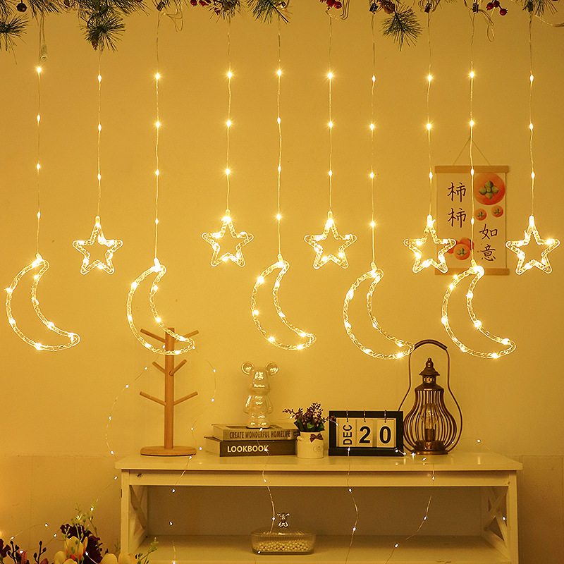 Christmas string lights, round balls, outdoor LED string lights, festival decoration, outdoor lighting, string lights, festival Christmas lights, outdoor waterproof, Ramadan style, eid al-fitr, Arab country string lights, curtain lights, oil lamps, castle moon 🌙 Item Picture