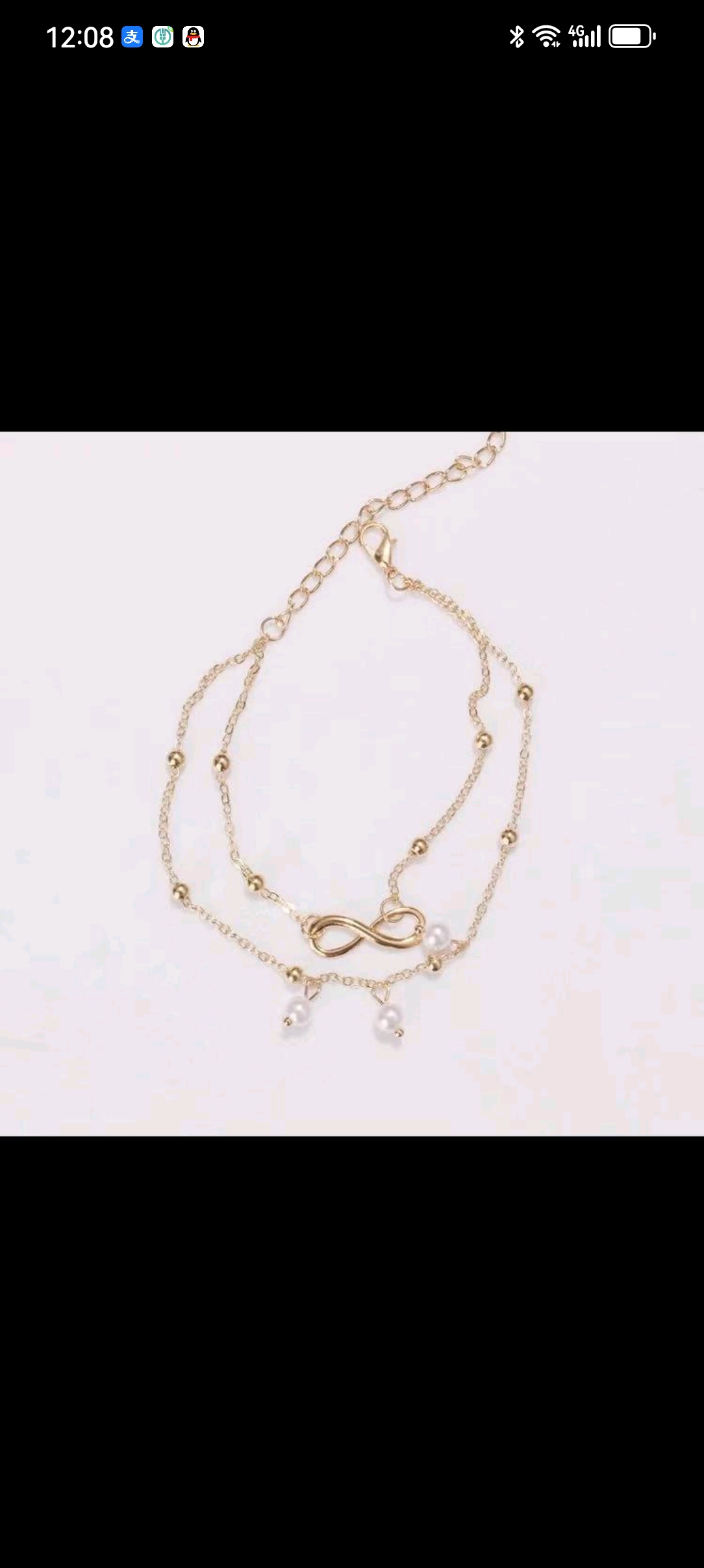 8字金色带珍珠简约时尚脚链2025款时尚饰品潮流搭配