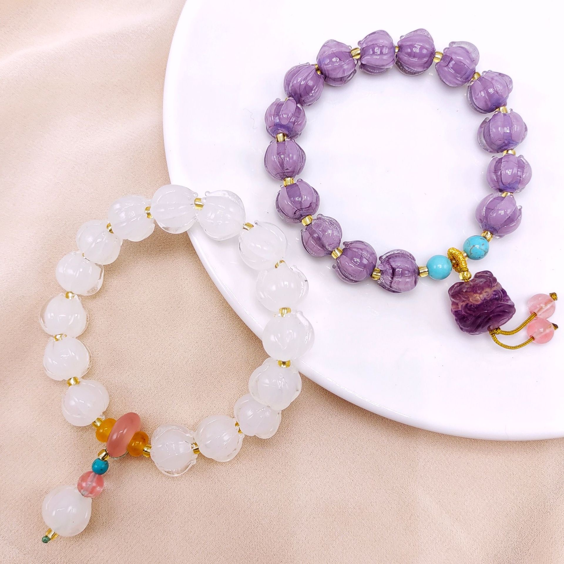 琉璃铃兰花手串暮山紫胭脂雪手串厂家批发