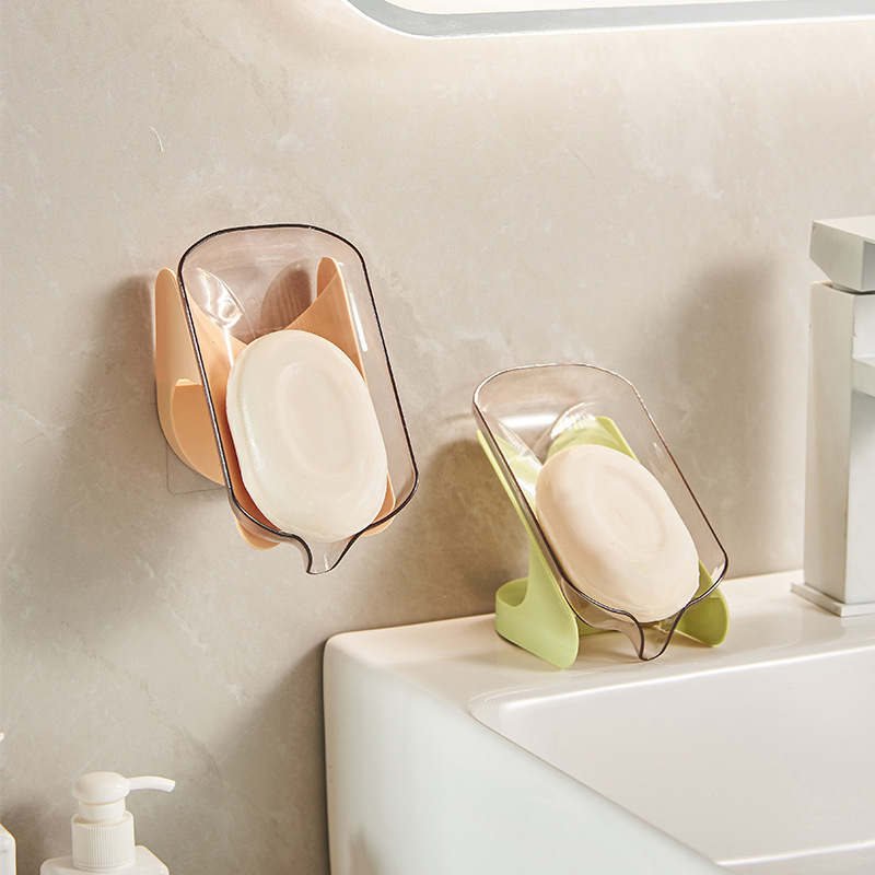 C64-546 tilted multi-purpose soap box, no need for drilling, no water accumulation, soap tray, suction cup, creative laundry water draining details Picture