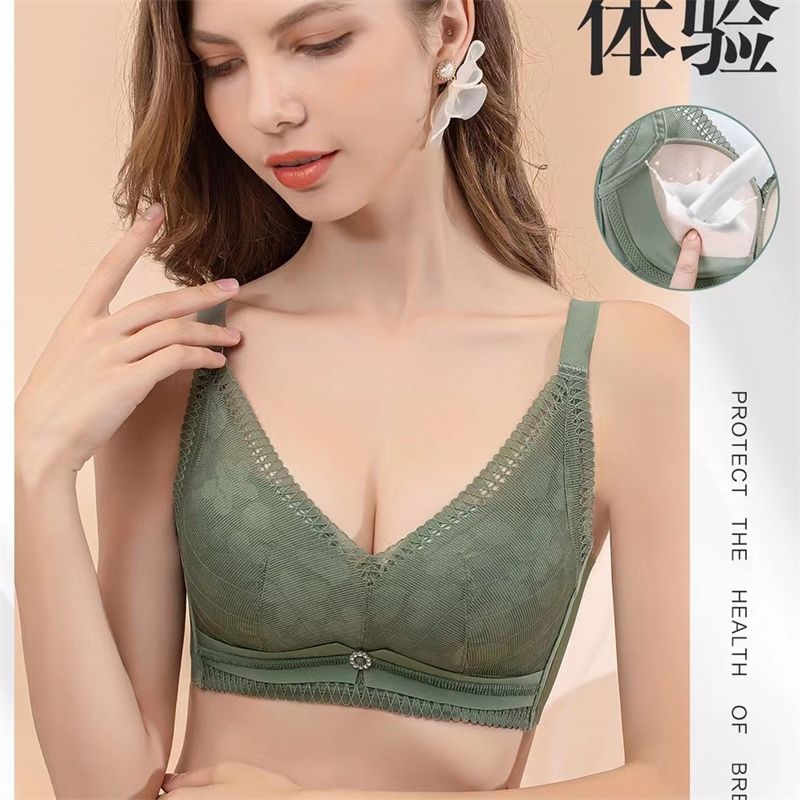 2025秋冬新款舒适无钢圈内衣蕾丝网纱文胸女士背心3402