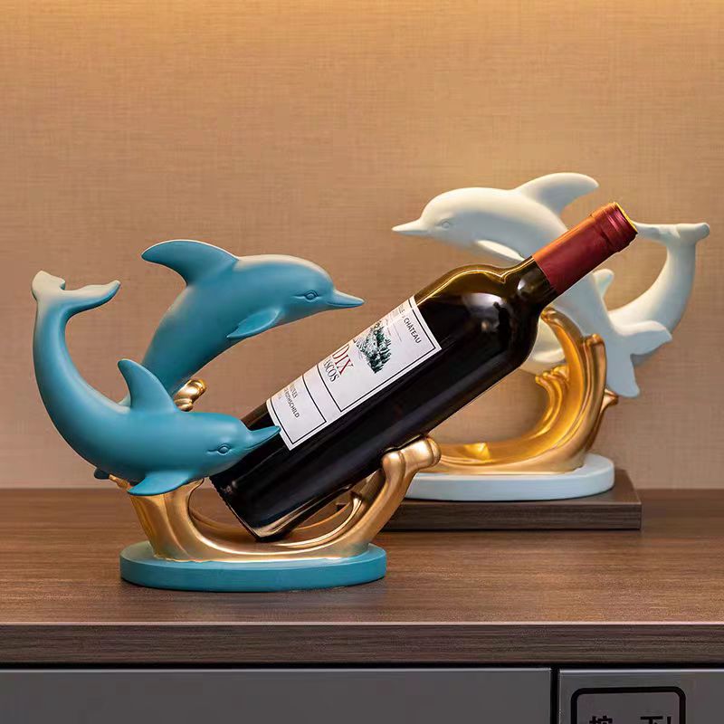 红酒架摆件酒柜装饰品现代客厅电视柜摆设海豚酒架乔迁新居礼品