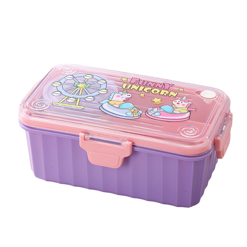 J35-7191 Cartoon Square Student Portable Sealed Lunch Box for Work Cartoon Square student portable sealed lunch box Application Scenario