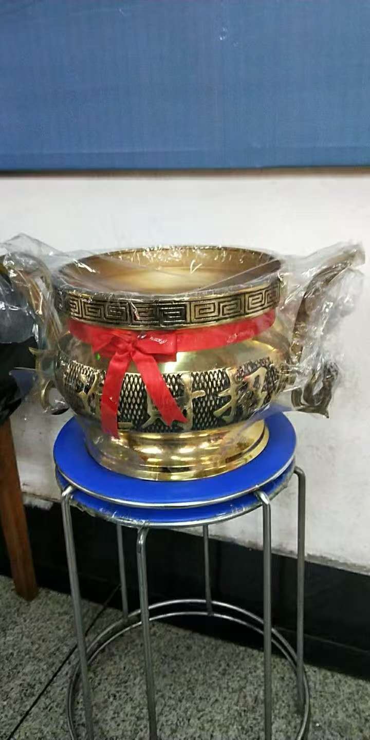 10寸铜双耳环招财香炉金属工艺品