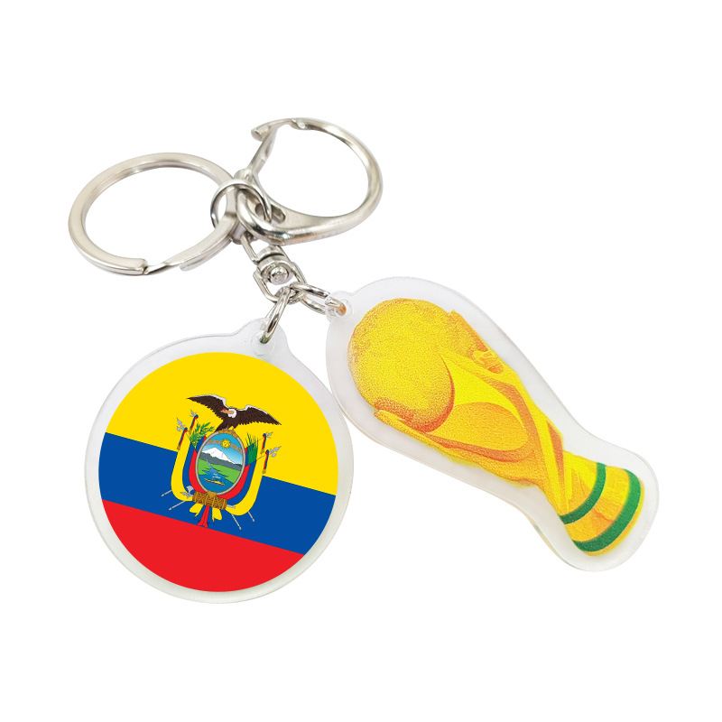 Chuangdong Flag 2026 World Cup Commemorative acrylic round keychain Mexican Flag World Cup Trophy Pendant Specification image