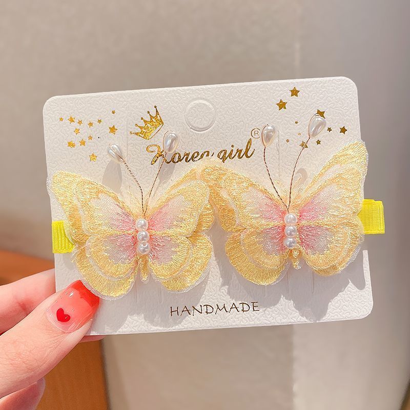 Children's embroidered butterfly hair clips, cute ancient-style Hanfu headwear, hair clips, princess bangs, side clips, ancient-style bestsellers, children's summer cuties detail image 5