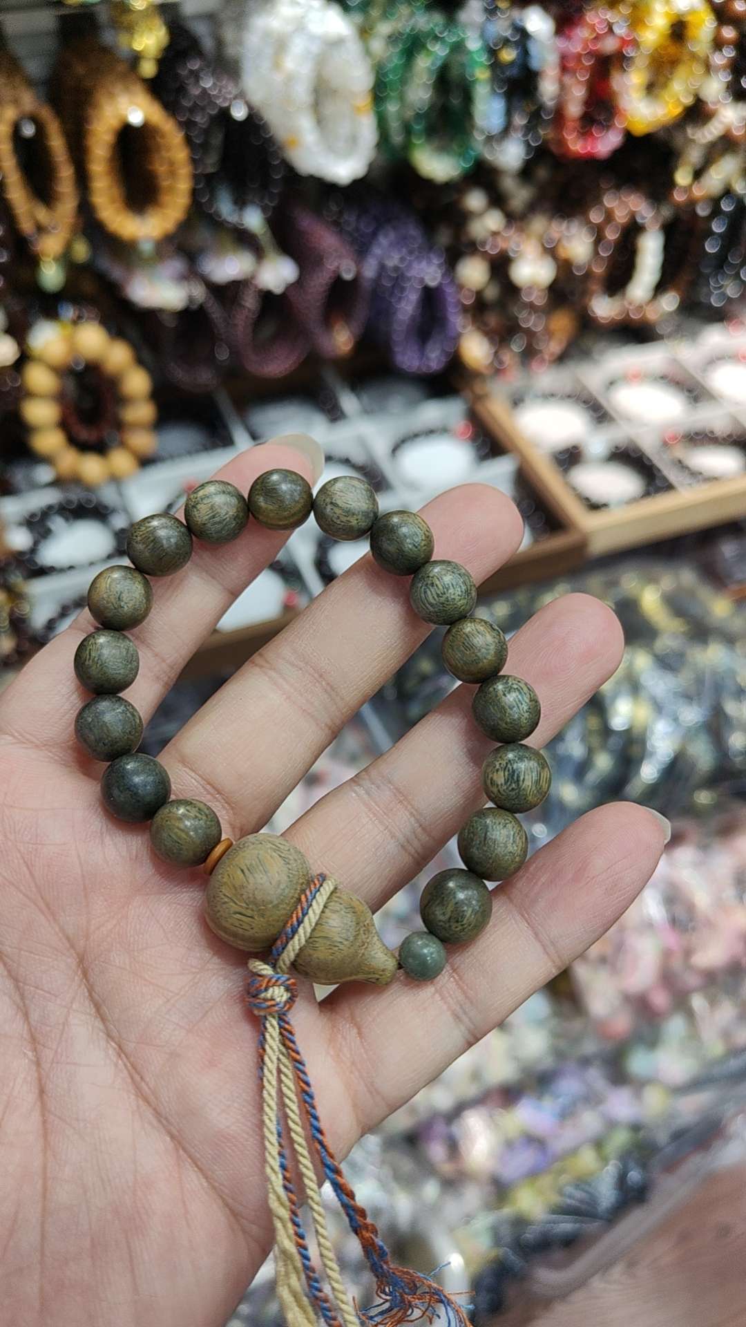 天然阿根廷绿檀葫芦手串！檀木