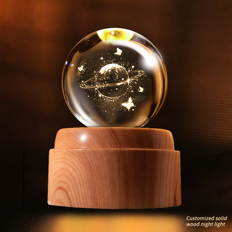 旋转水晶球小夜灯灯具装饰灯具装饰台灯亚克力摆件饰详情图3