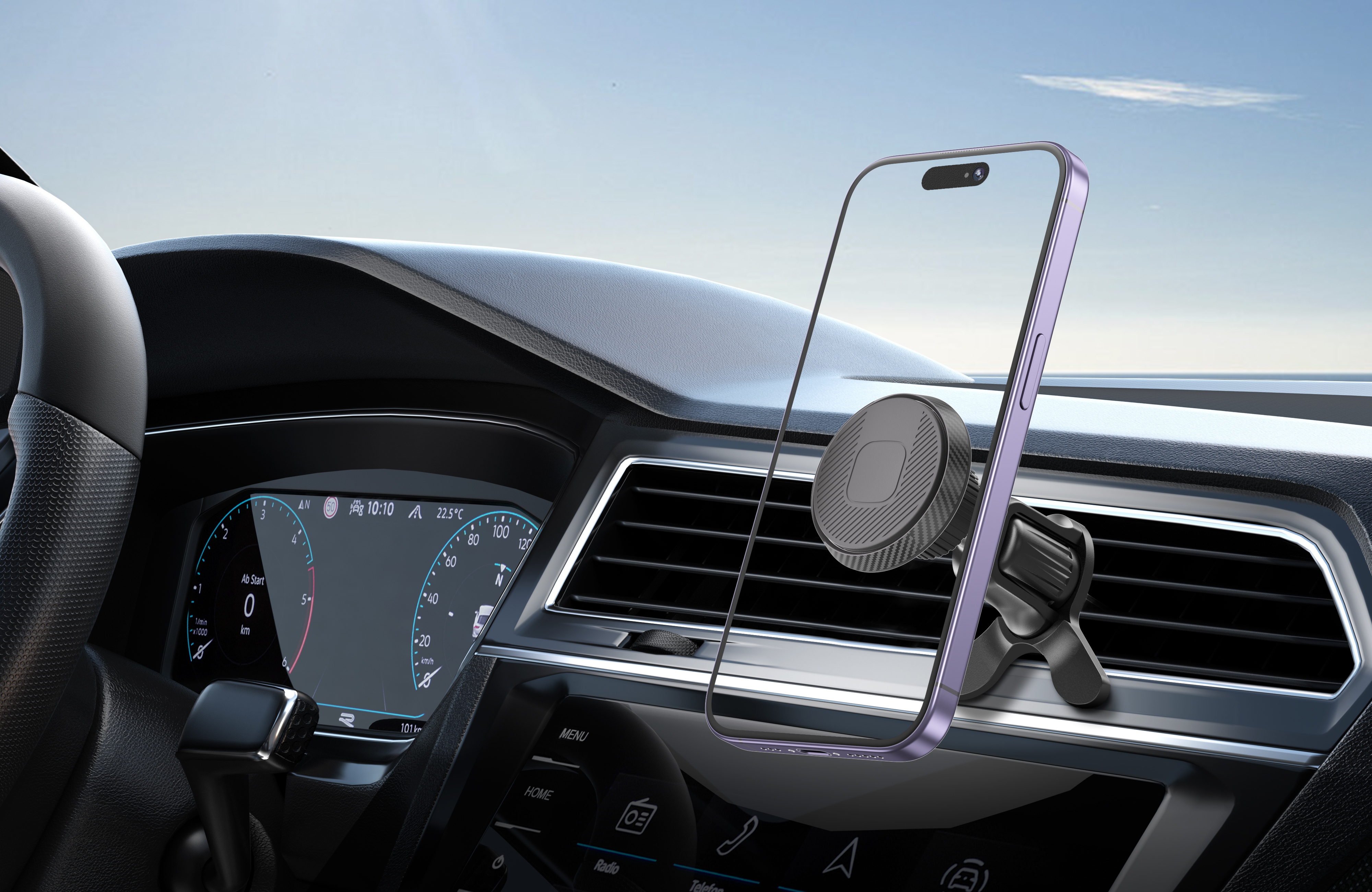 厂家车载手机支架出风口卡扣式磁性汽车内用导航多功能通用支撑架