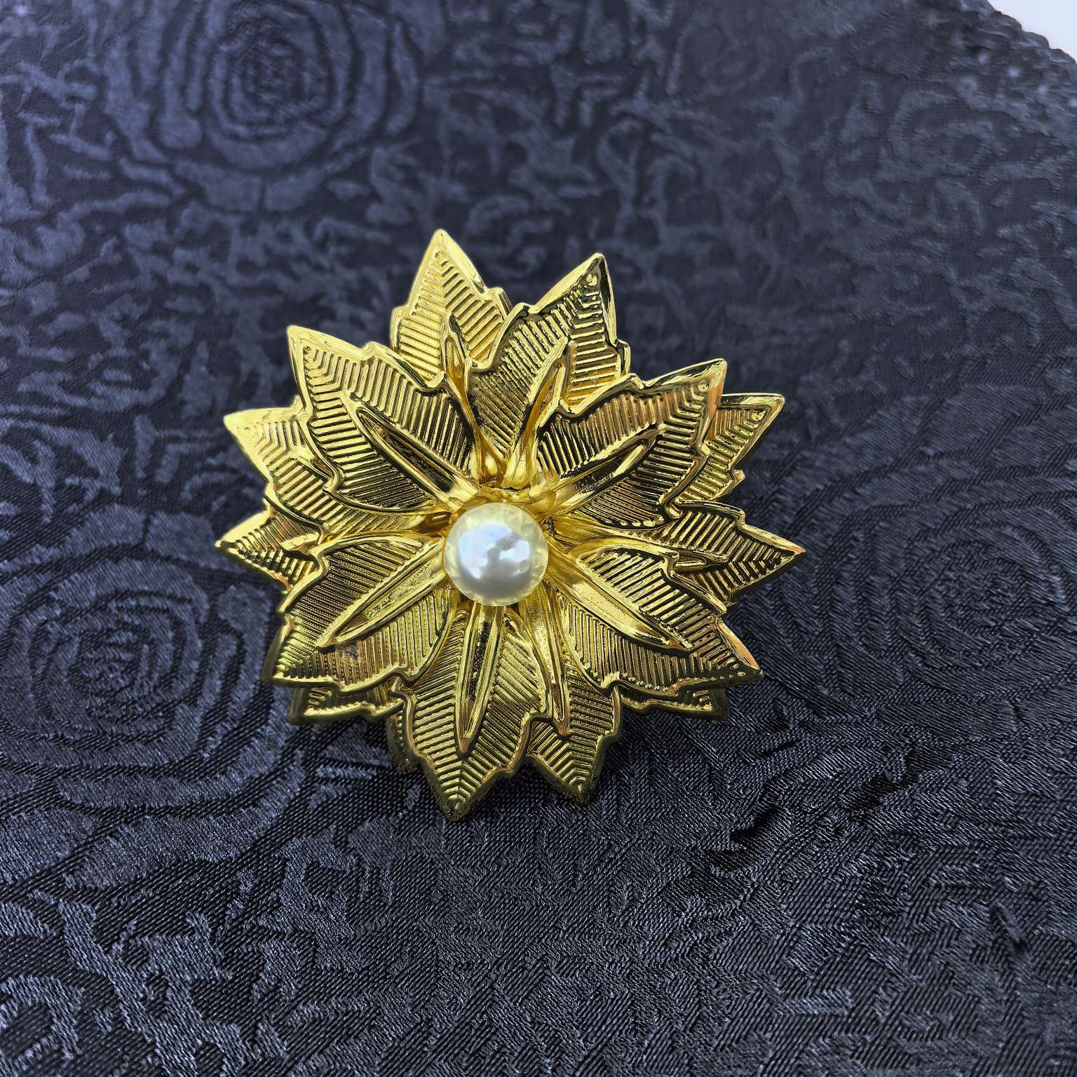 外贸热销 金属工艺三层大号花加珍珠餐巾环 餐巾扣 餐巾圈 口布圈  酒店婚庆时尚用品，家居餐桌装饰品