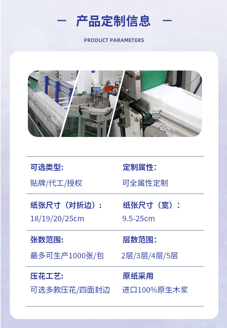 Factory wholesale export tissues, household packaging facial tissues, wettable toilet paper, napkins, household sets, bedroom and dining room paper, facial tissues pic 7