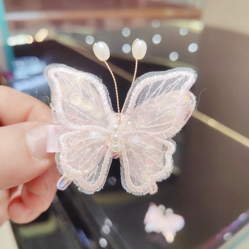 Children's embroidered butterfly hair clips, cute ancient-style Hanfu headwear, hair clips, princess bangs, side clips, ancient-style bestsellers, children's summer cuties detail image 4