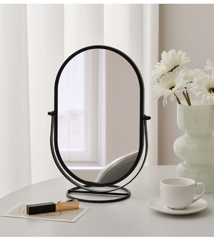 家用化妆镜台式桌面梳妆镜宿舍网红美妆镜360度可旋转镜子详情图9