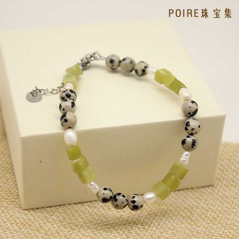 复古绿色新中式竹节手链小众设计串珠手饰原创柠檬石手串潮
