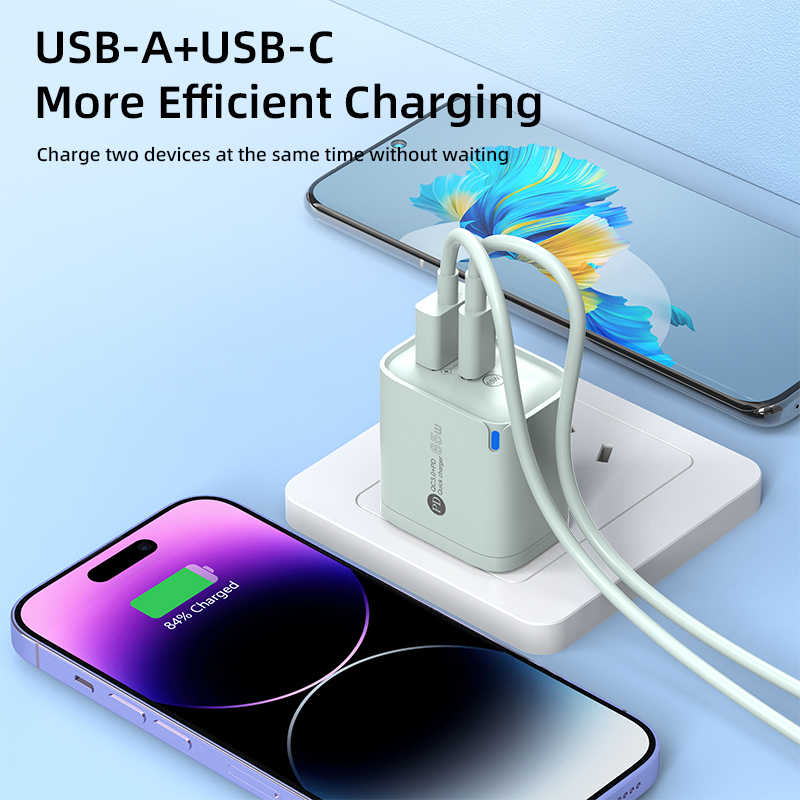 SUOGE charging head charger, digital charger, fast charging, multi-functional portable charger, compatible with Apple and Android mobile phones, tablet charger accessories, 65W Specification image