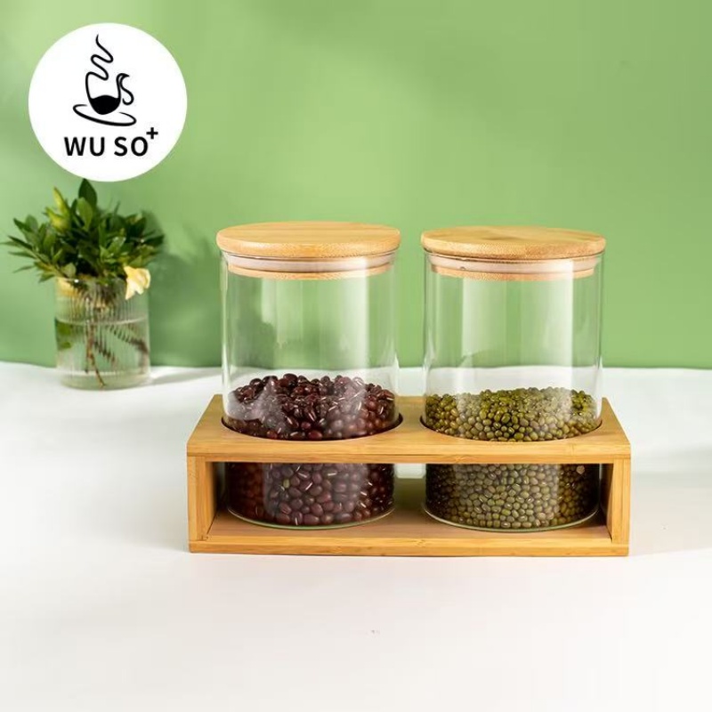 201TZ207-2pcs100*150竹盖密封罐竹架密封罐套装产品图